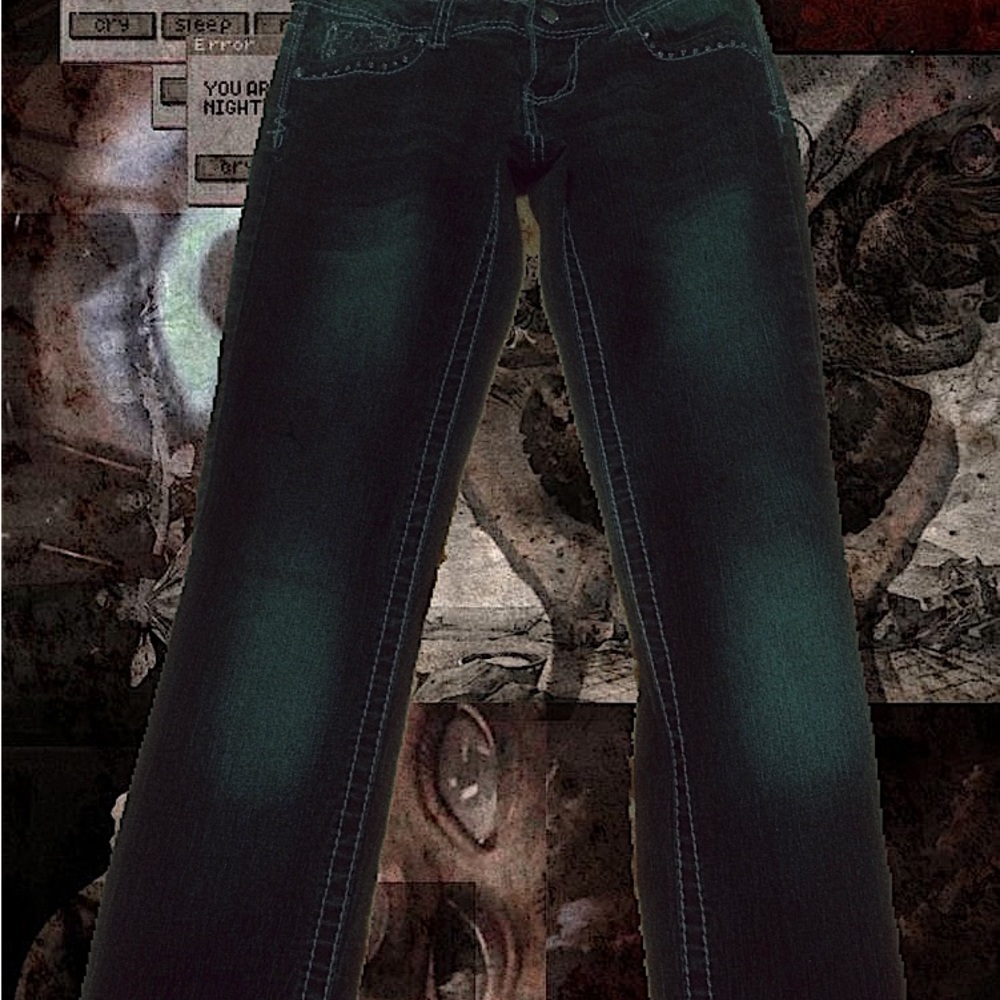Vintage Jeans with Cross Designs on the back